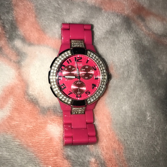 hot pink guess watch